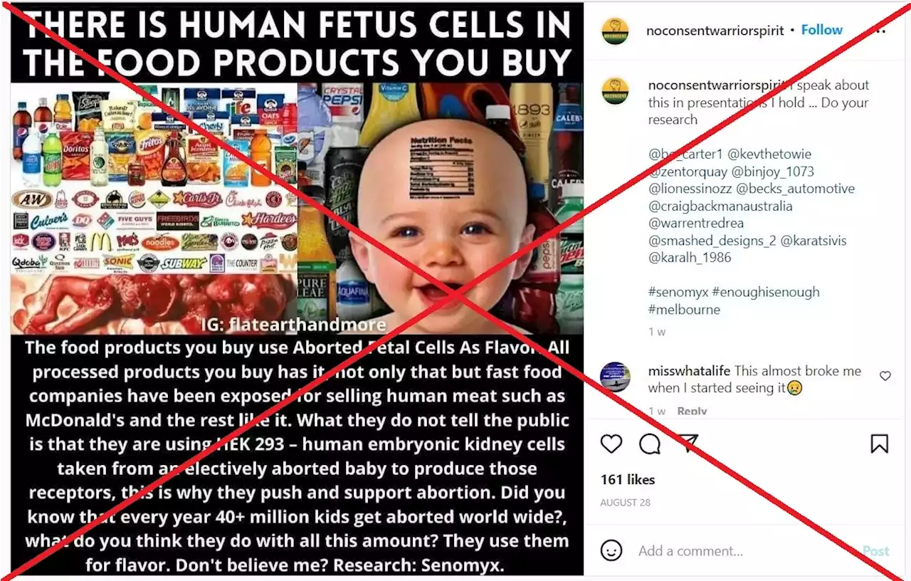 Posts mislead about use of foetal cells as 'flavouring in fast food'