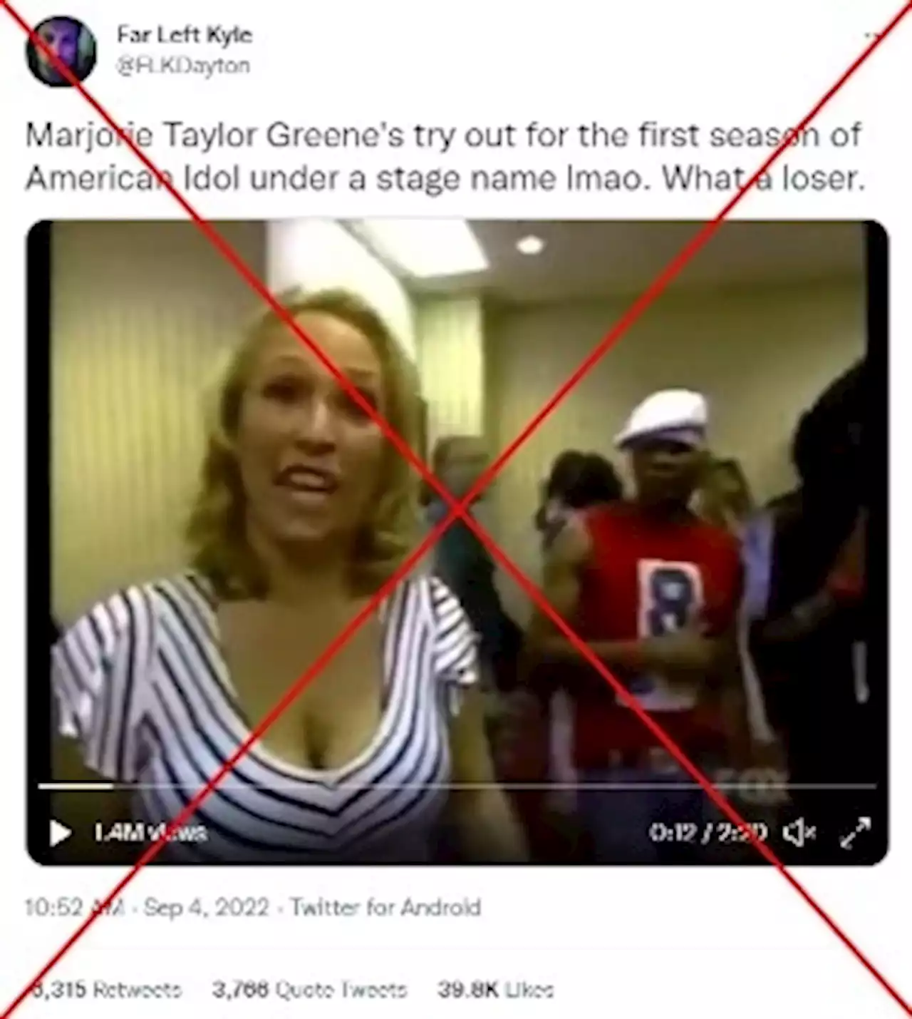 Video does not show Marjorie Taylor Greene auditioning for 'American Idol'