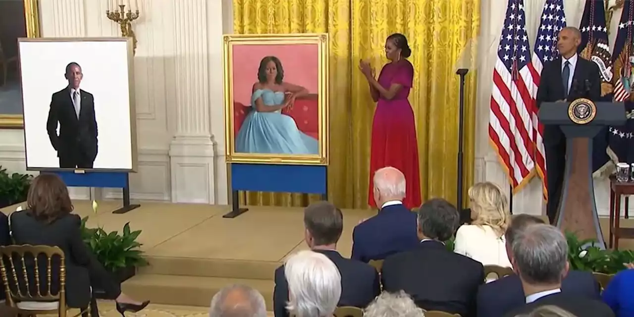 Bidens welcome Obamas for White House portrait reveal