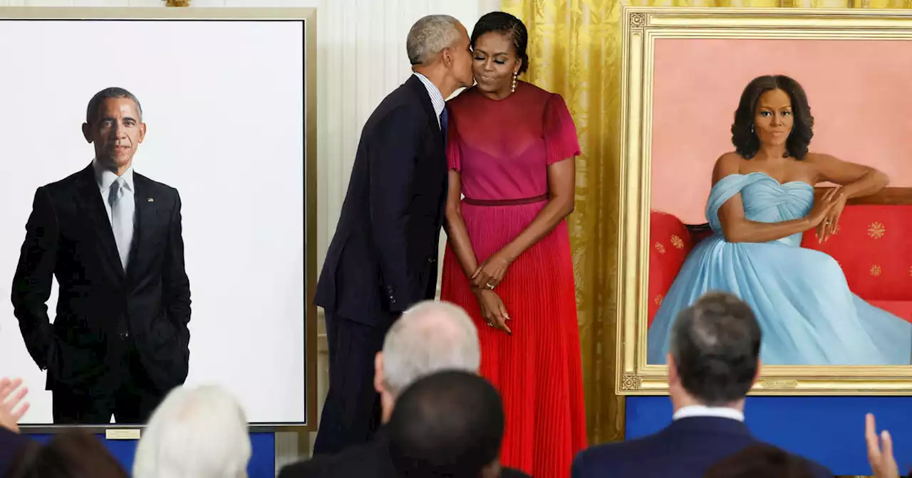 Barack and Michelle Obama unveil official portraits in White House ceremony