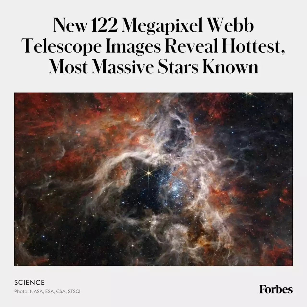 Jaw-Dropping New 122 Megapixel Webb Telescope Images Reveal Hottest, Most Massive Stars Known