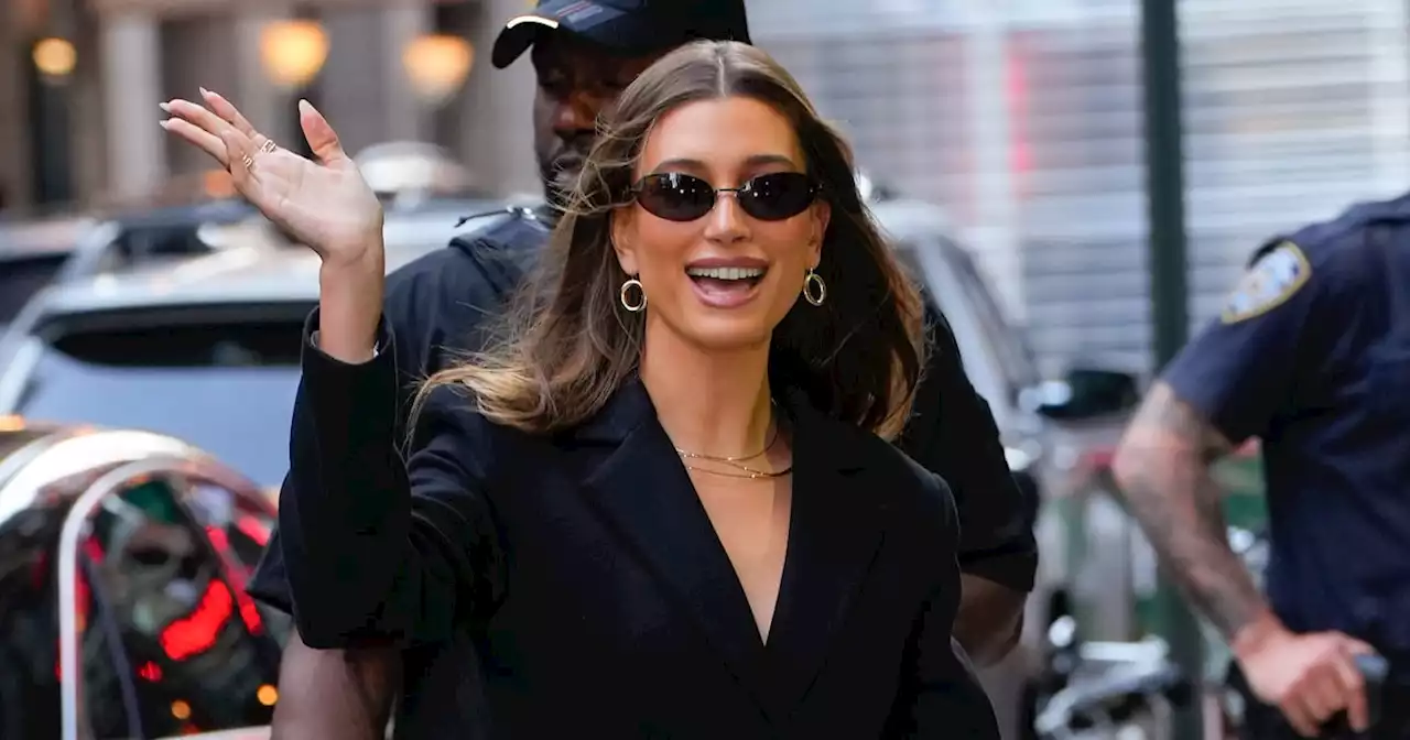 Hailey Bieber Styled a Barbiecore Micro Minidress With Knee-High Boots