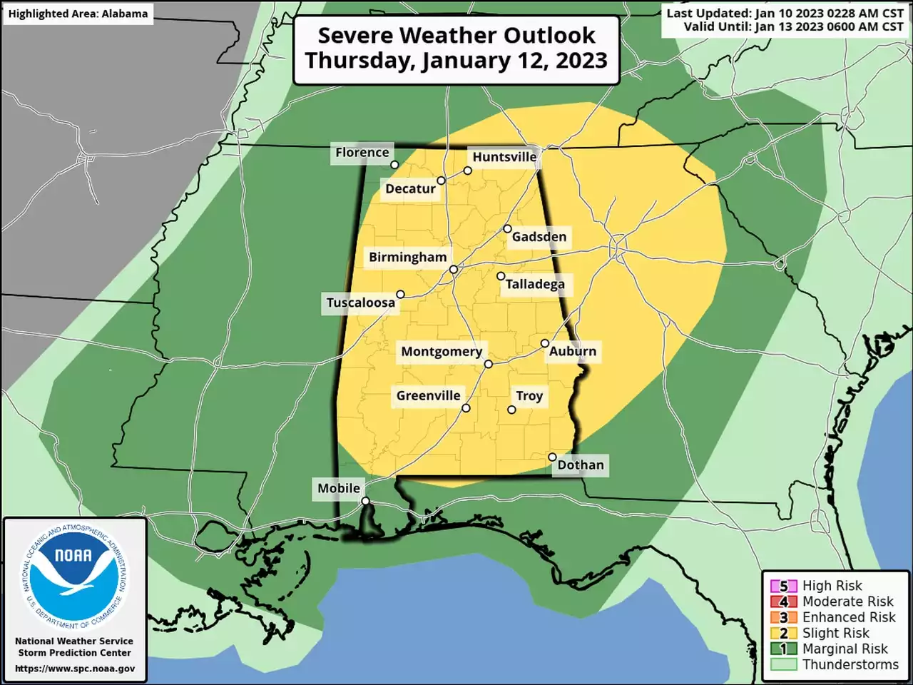 Severe weather possible Thursday in Alabama