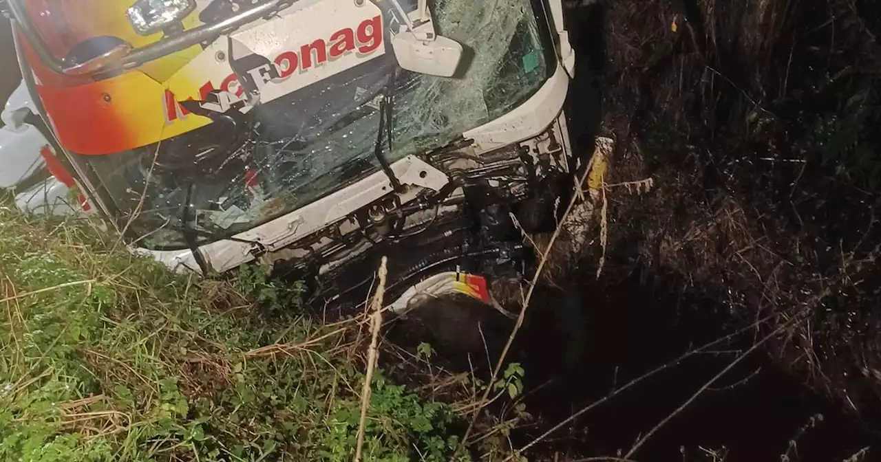 Person taken to hospital after lorry leaves road in early morning crash