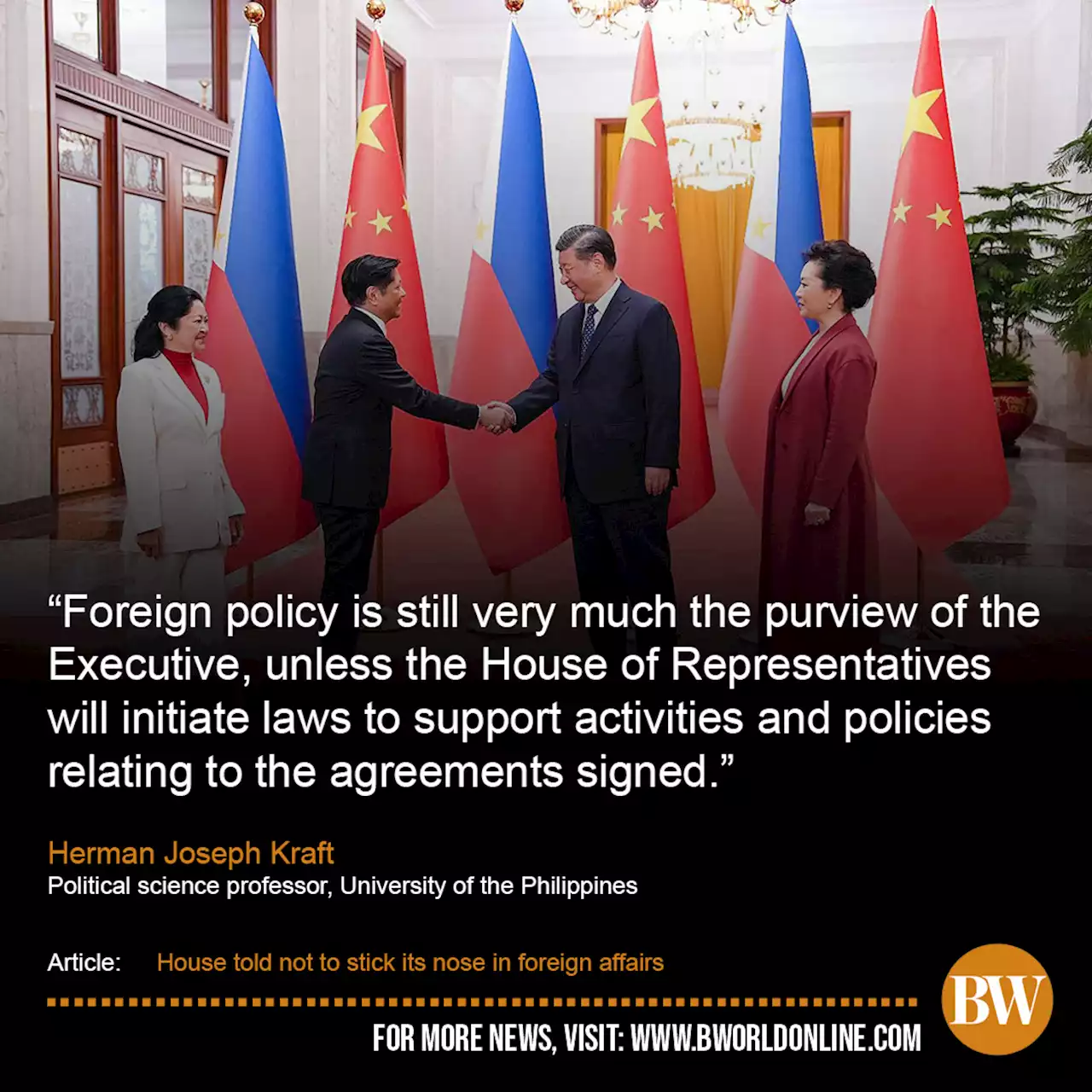 House told not to stick its nose in foreign affairs - BusinessWorld Online