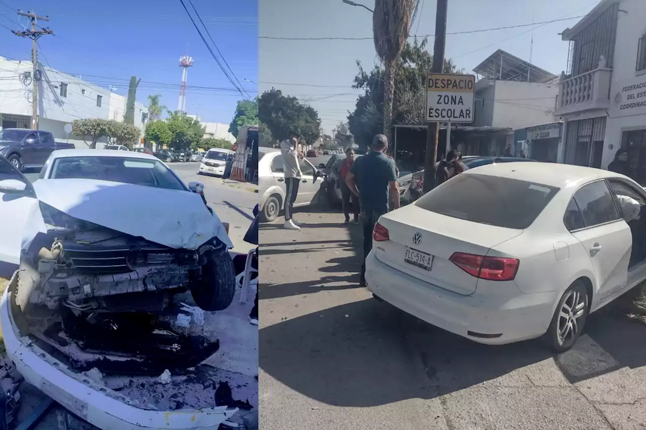 Joven ignora alto y provoca carambola en Torreón; hay una mujer herida