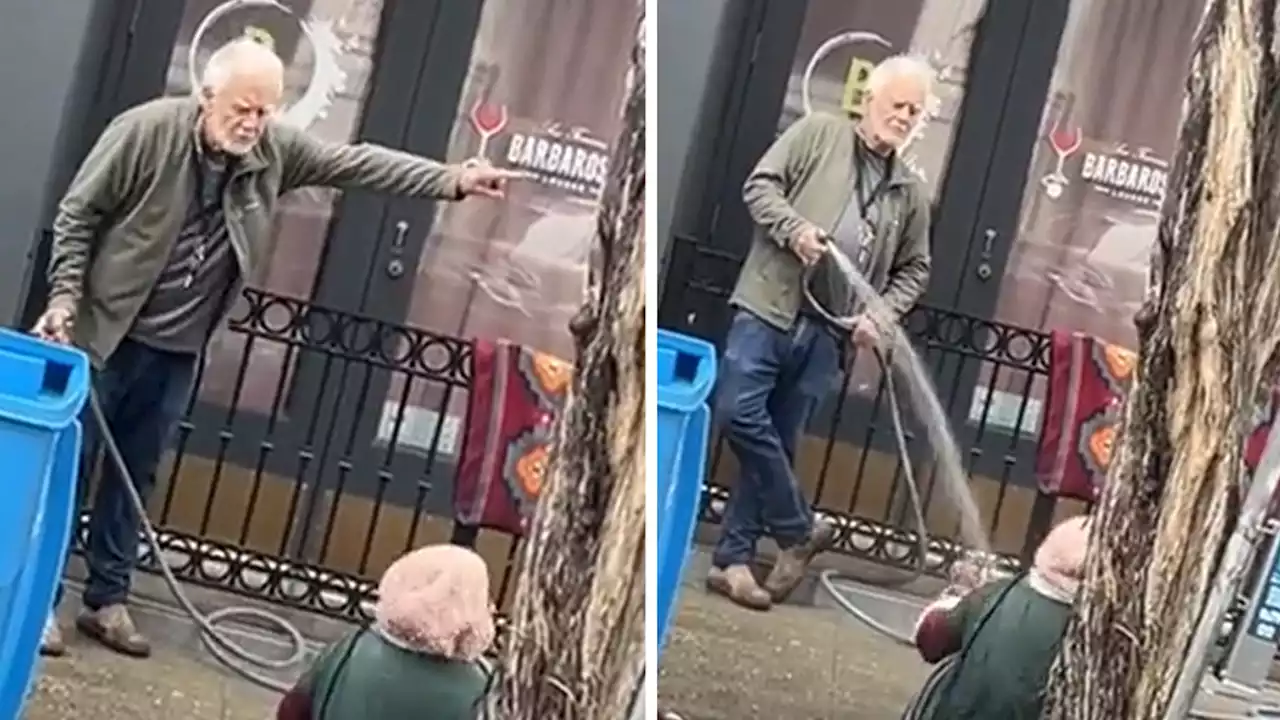 Man Sprays Homeless Woman in San Francisco with Hose to Get Her to Move