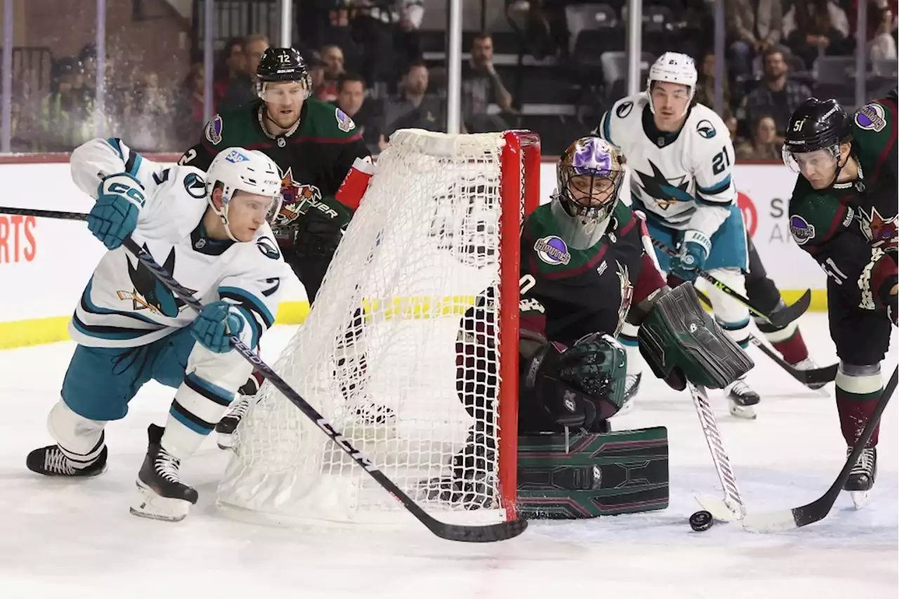 Sharks score twice in third period, earn victory in first trip to Coyotes’ cozy arena