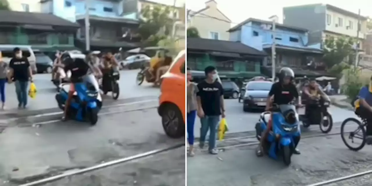 Dimodif Ceper, Pengendara Motor Ini Dibuat Kesulitan saat Lewati Lintasan Rel Kereta | merdeka.com