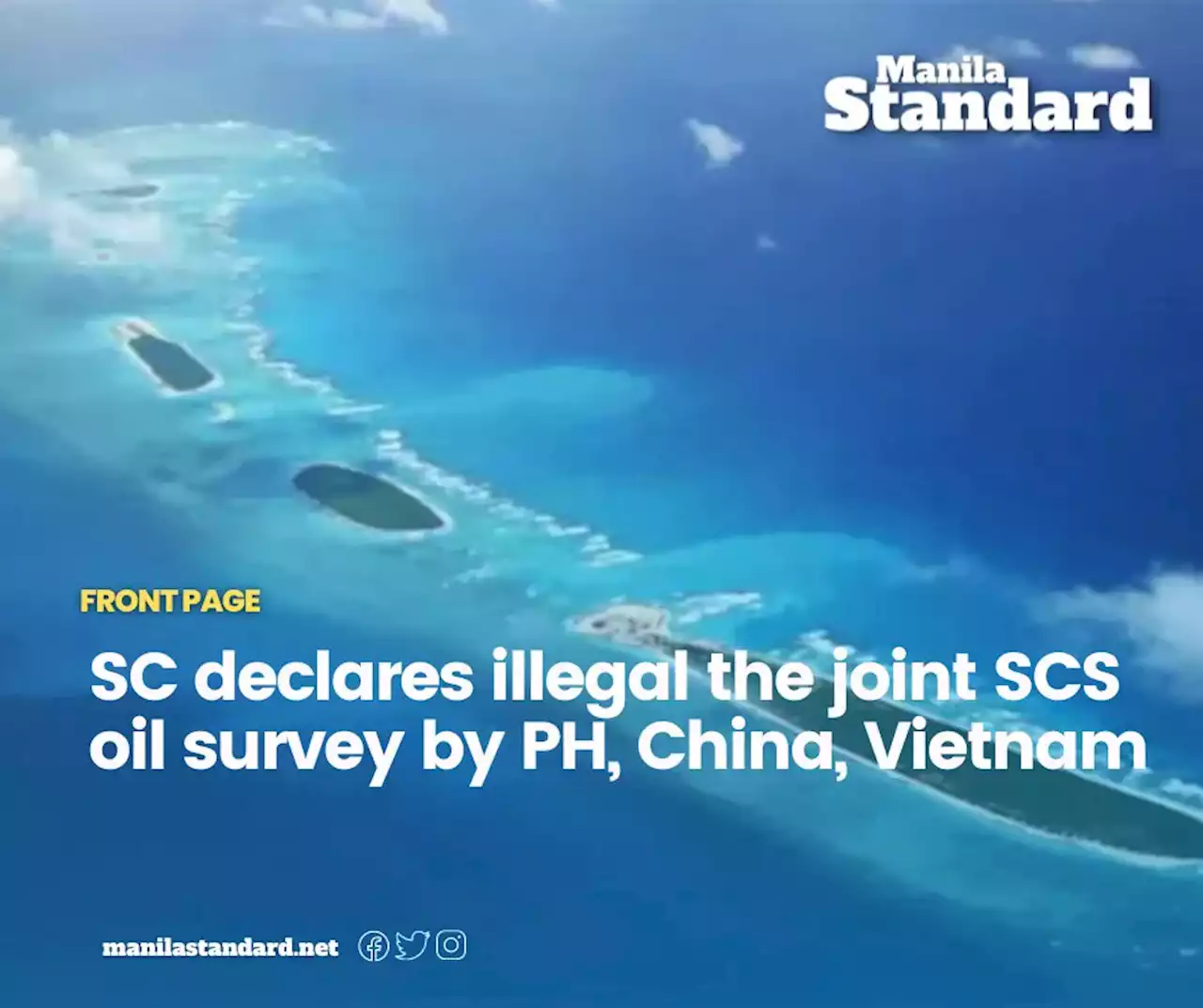 SC declares illegal the joint SCS oil survey by PH, China, Vietnam