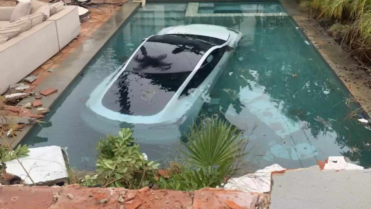 4-Year-Old and Two Adults Rescued From Tesla That Plunged Into California Pool