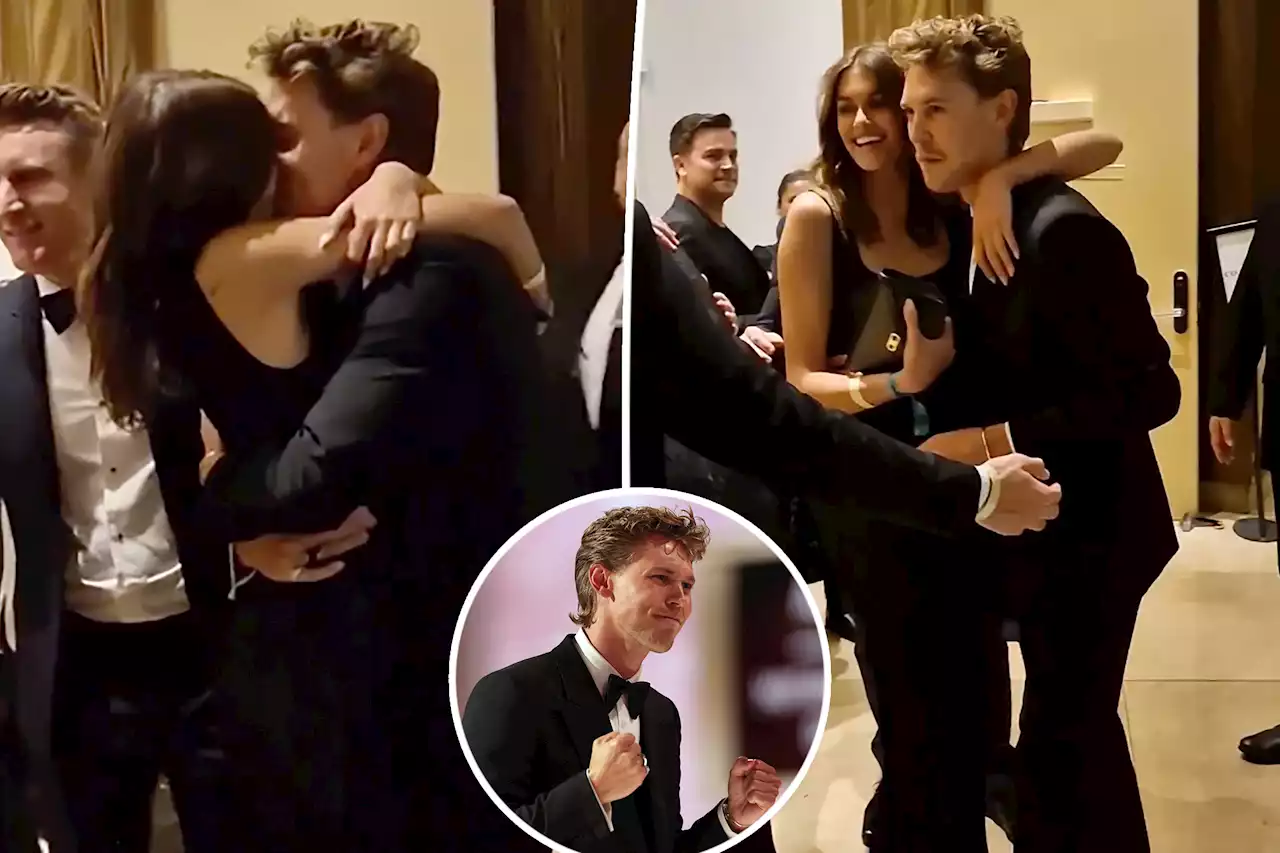 Austin Butler and Kaia Gerber make out after his Golden Globes 2023 win