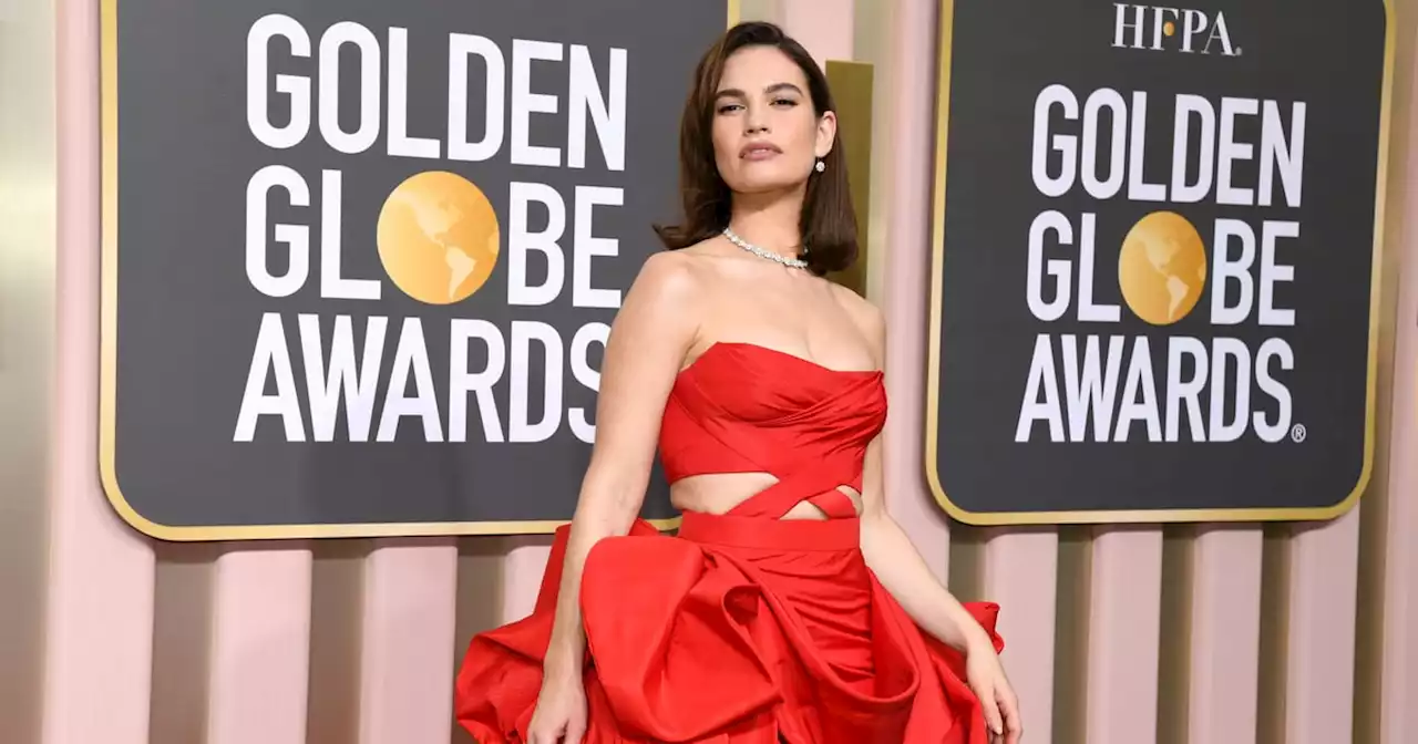 Lily James Looked Like a Walking Rose in Red at the Golden Globes