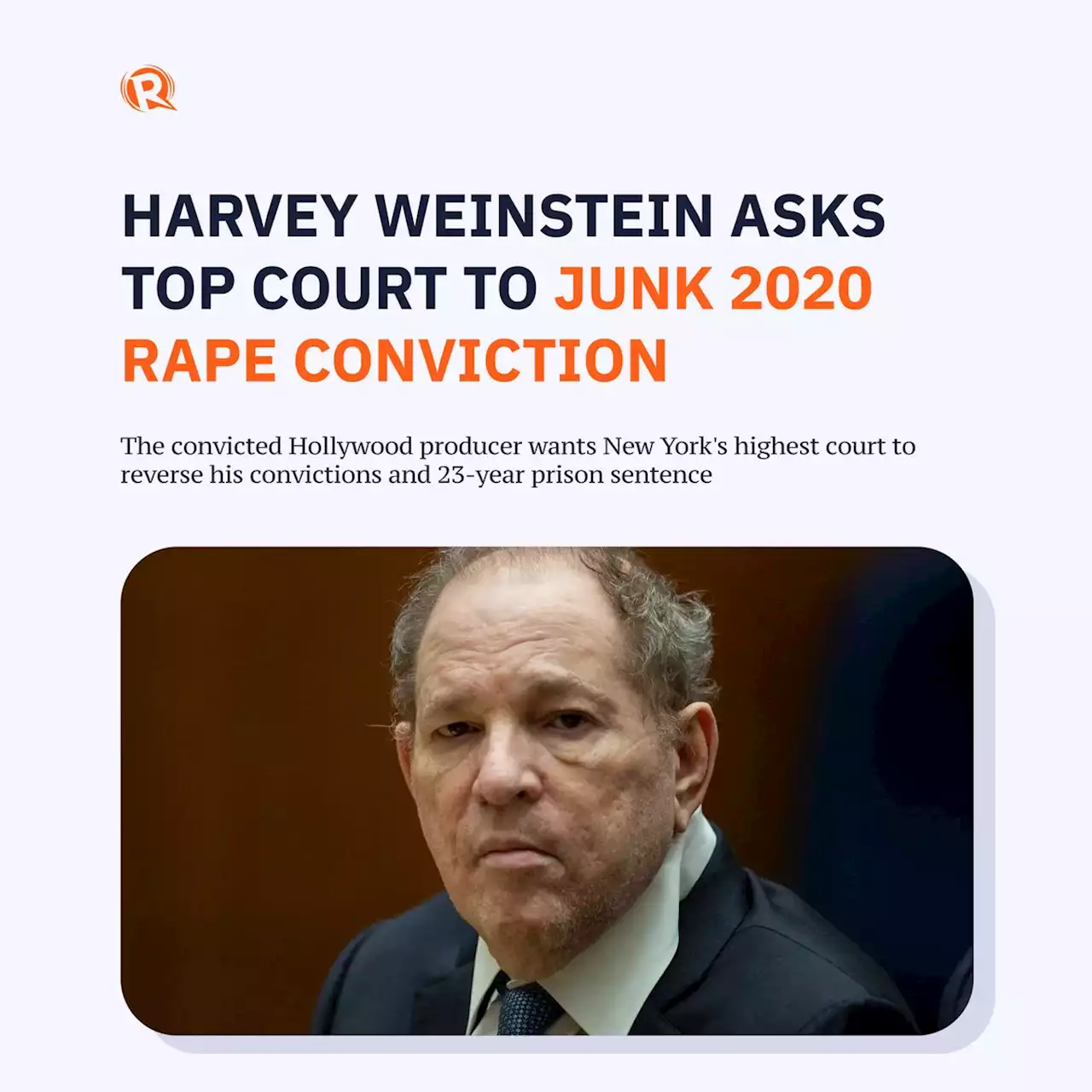 Harvey Weinstein asks top court to junk 2020 rape conviction