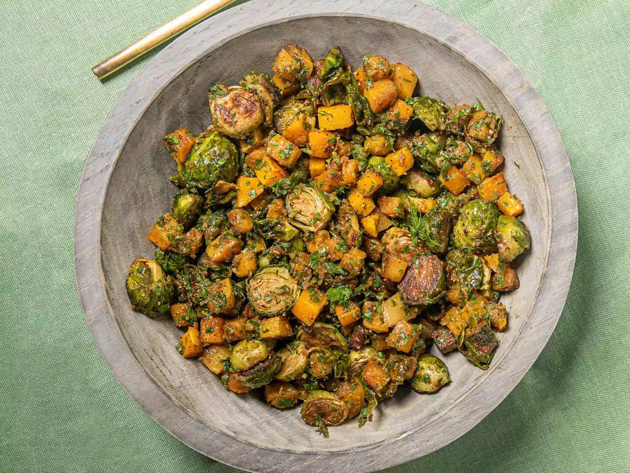 Roast Butternut Squash and Brussels Sprouts