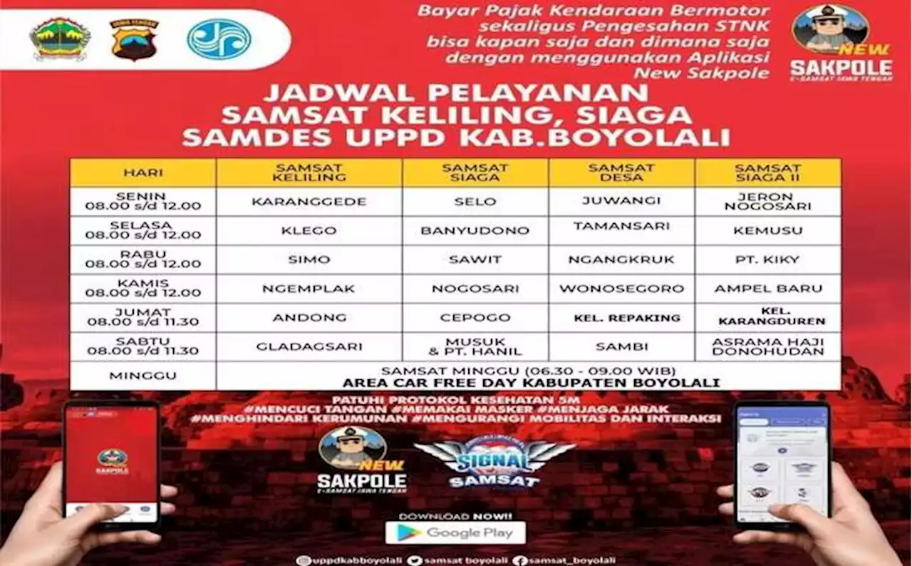 Cek! Jadwal Samsat Keliling Boyolali Hari Ini, Rabu 11 Januari 2023