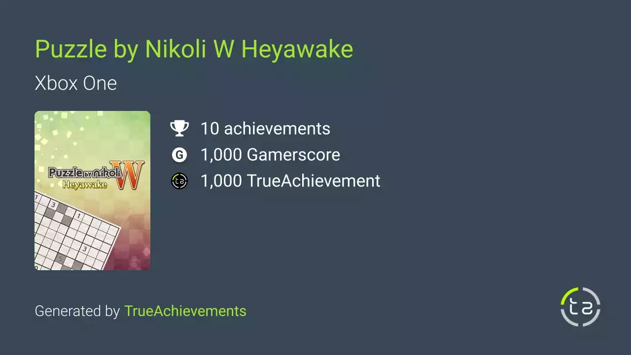 Puzzle by Nikoli W Heyawake Achievements