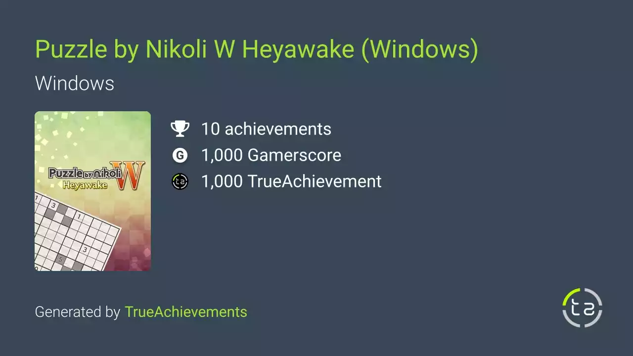 Puzzle by Nikoli W Heyawake (Windows) Achievements