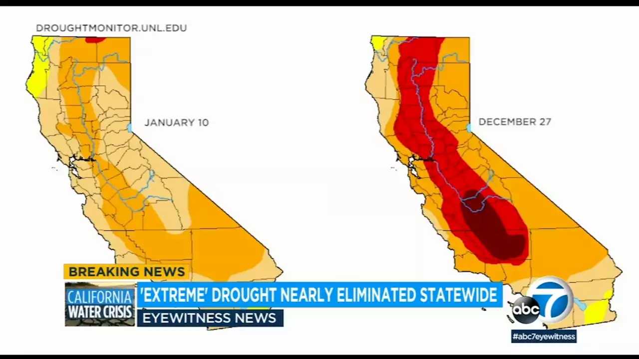 'Extreme' drought nearly eliminated in California in wake of atmospheric rivers