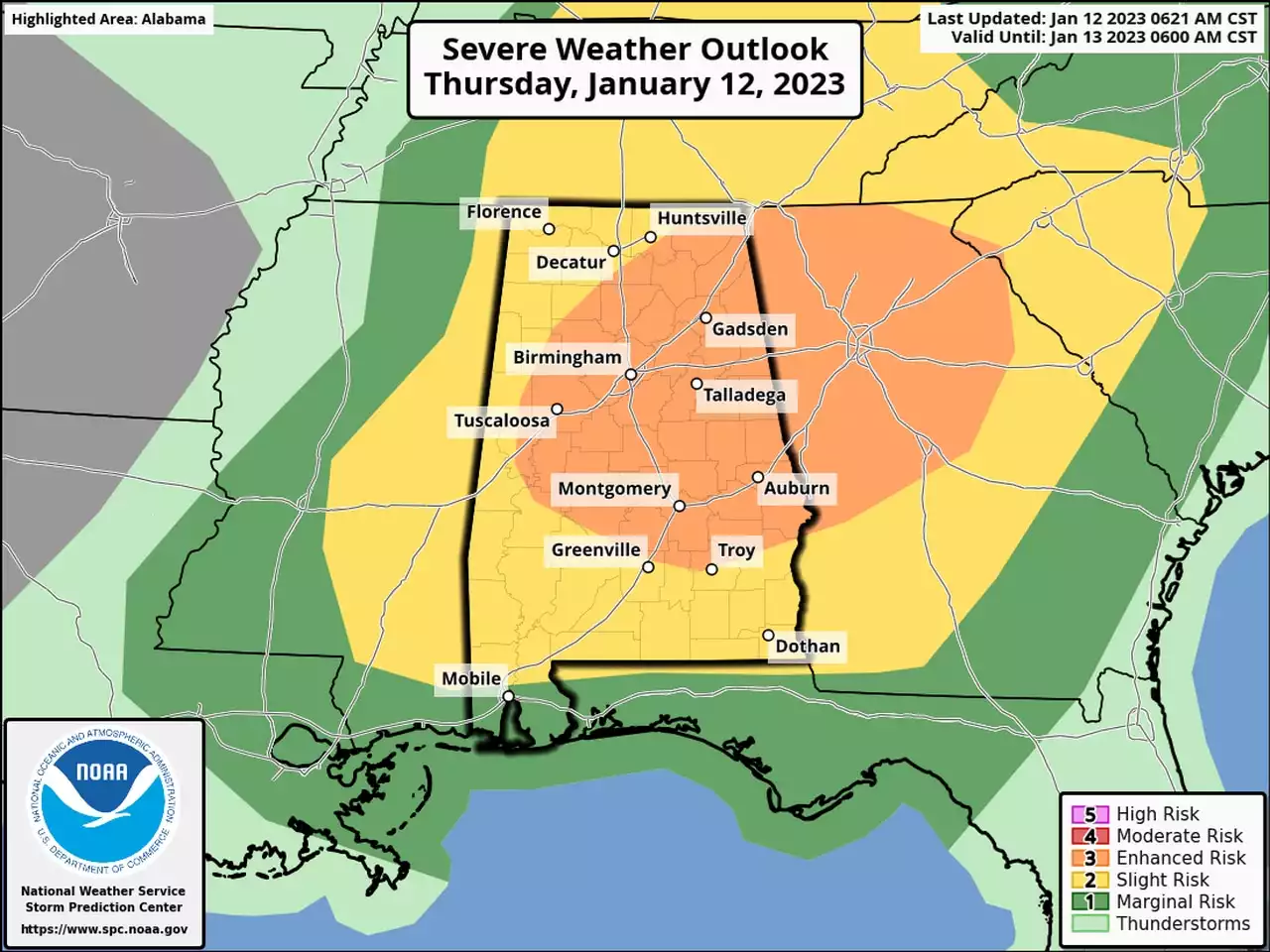 Alabama tornado risk increases: Live updates on today’s severe weather threat