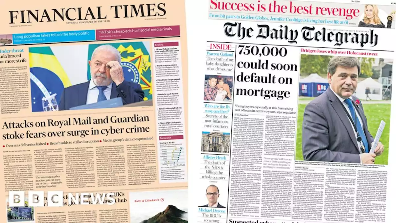 Newspaper headlines: Royal Mail 'cyberattack' and mortgage default warning