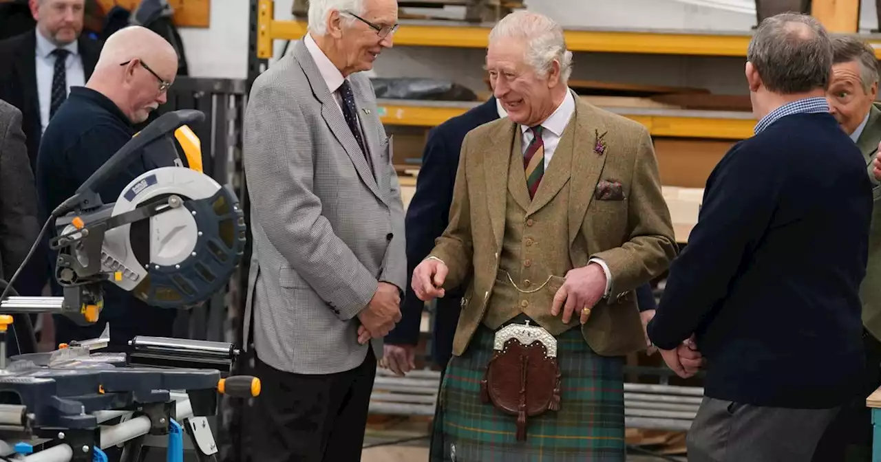 King Charles wears kilt in Aberdeenshire in first outing after son Harry's book