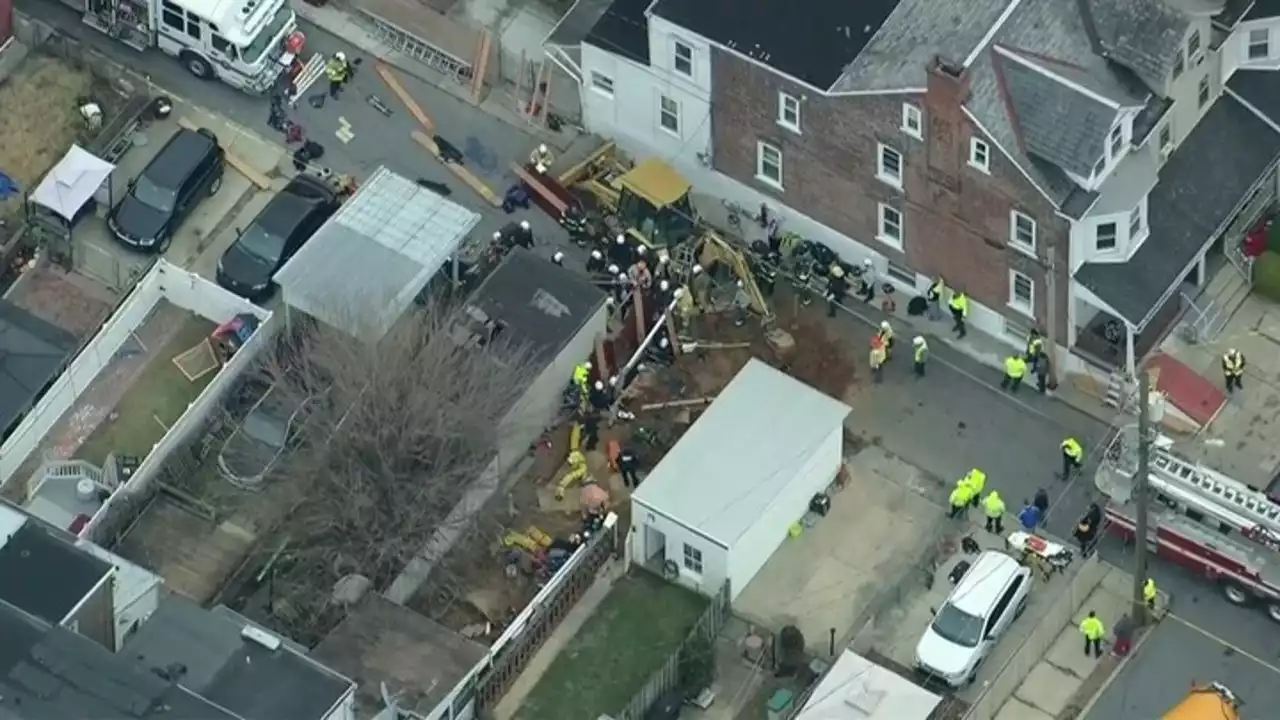 Crews work to free person trapped in collapsed trench in Allentown