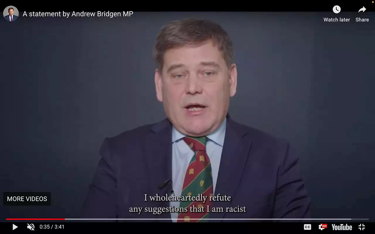 Andrew Bridgen Releases Video Denying He's Racist And Threatens Legal Action