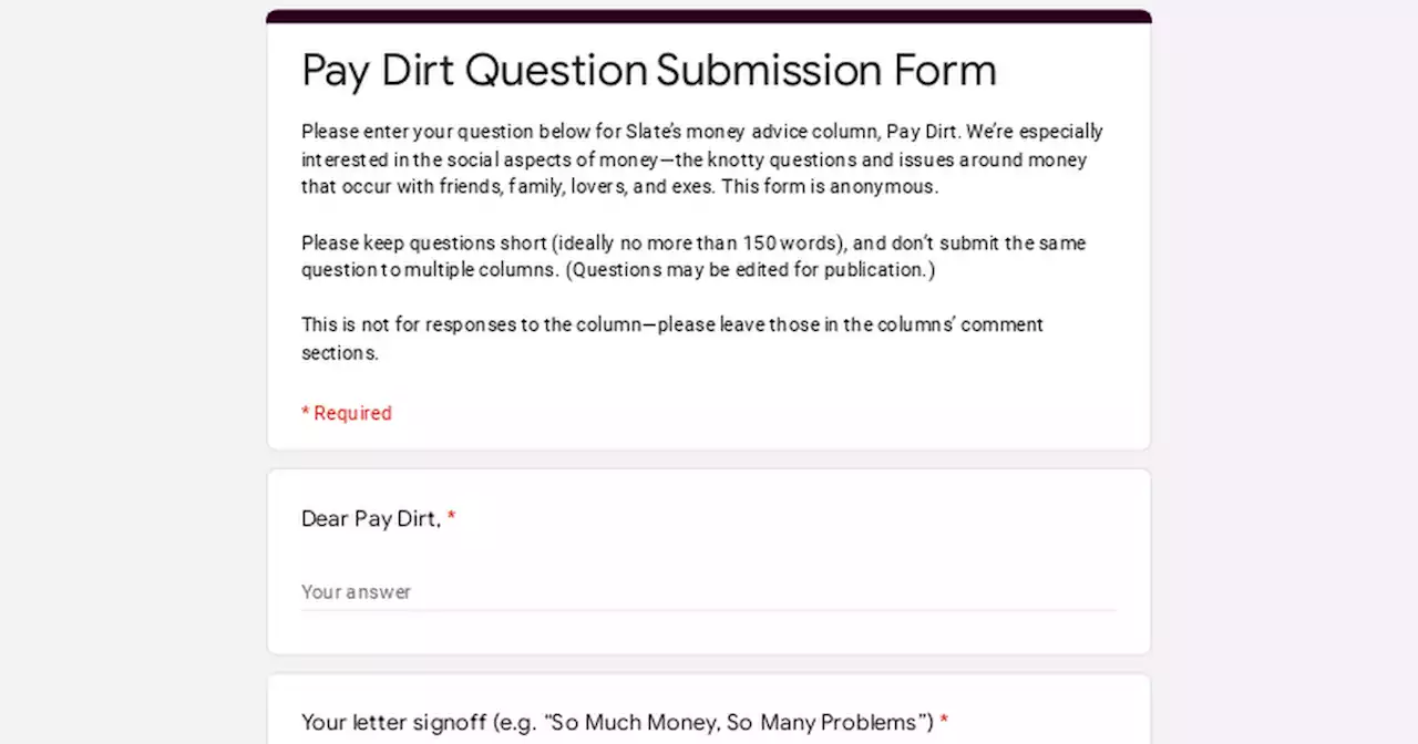 Pay Dirt Question Submission Form