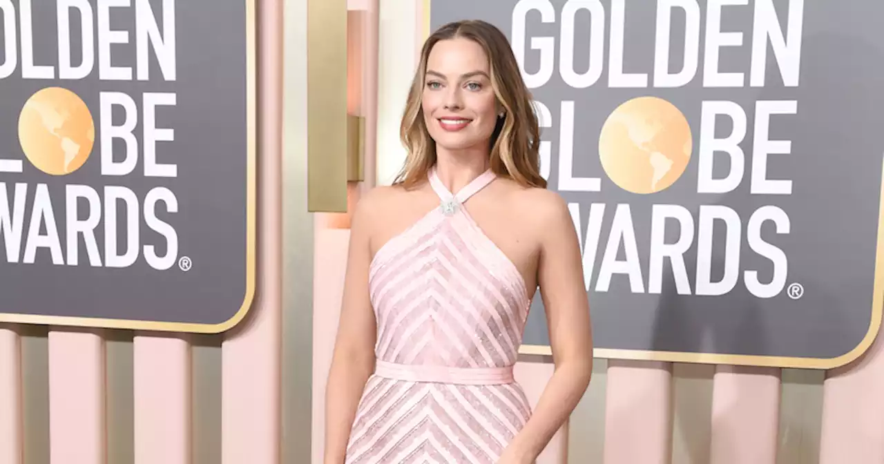 Margot Robbie Goes Barbie-pink in Chanel Chevron Dress for Golden Globe Awards 2023