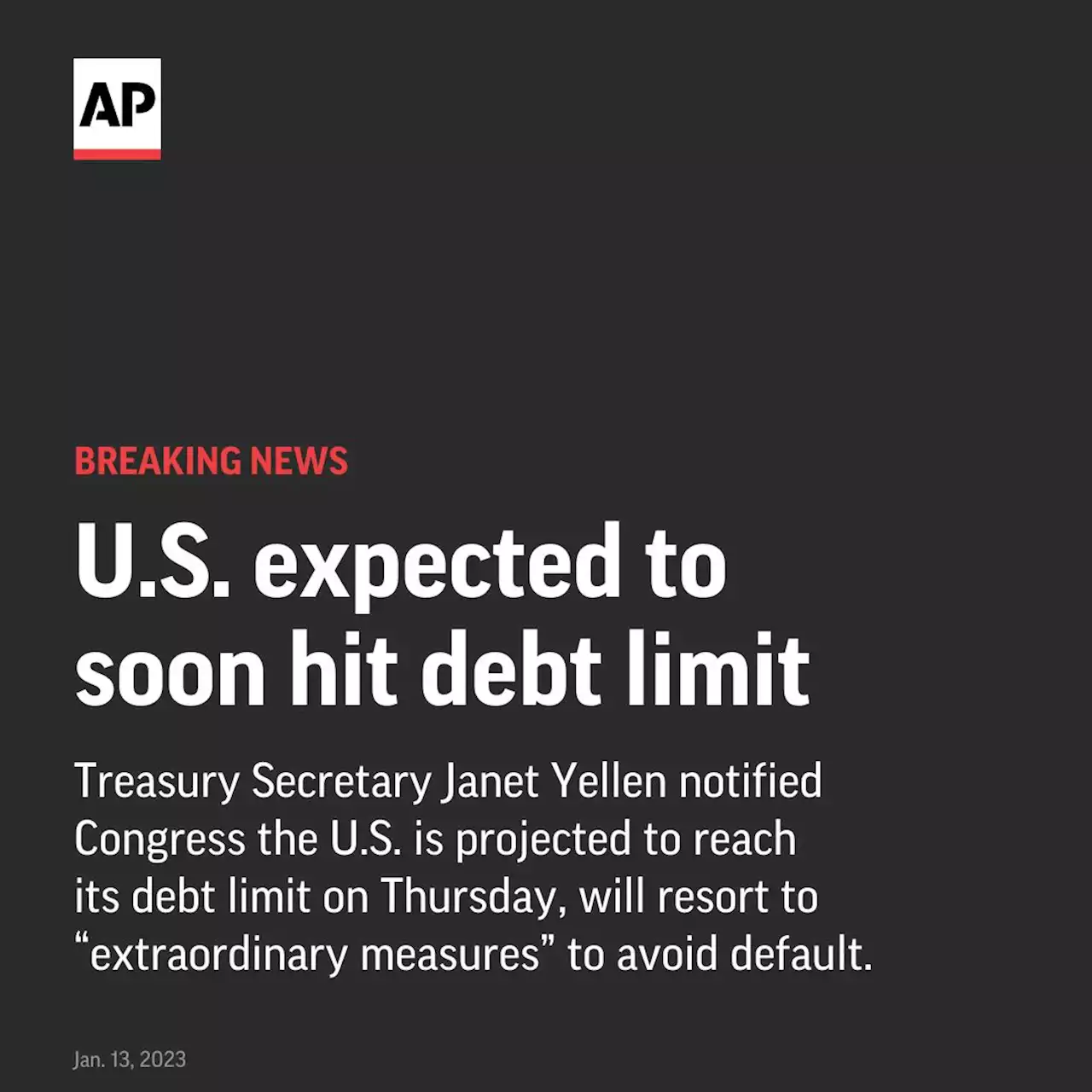 Yellen tells Congress US expected to hit debt limit Thursday