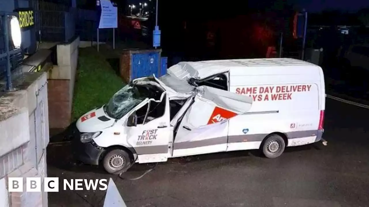 Argos delivery van hits Berkswell railway bridge