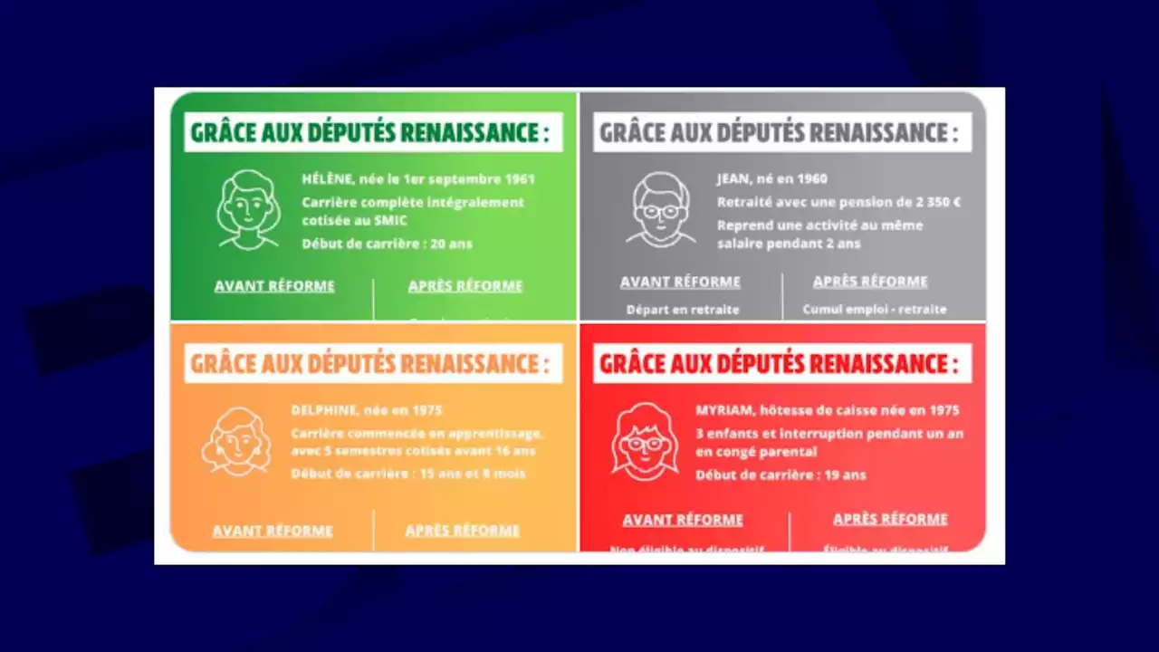 Réforme des retraites: des visuels de Renaissance moqués par la gauche finalement retouchés