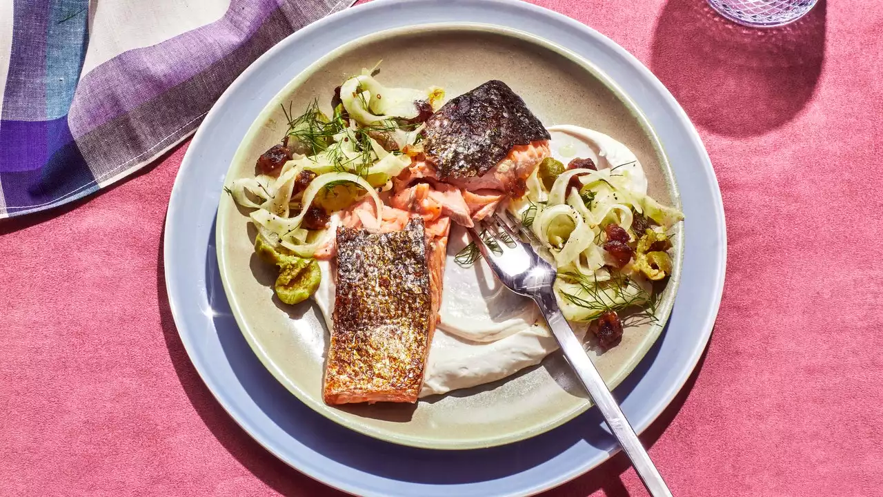 Crispy Salmon With Fennel-Date Salad