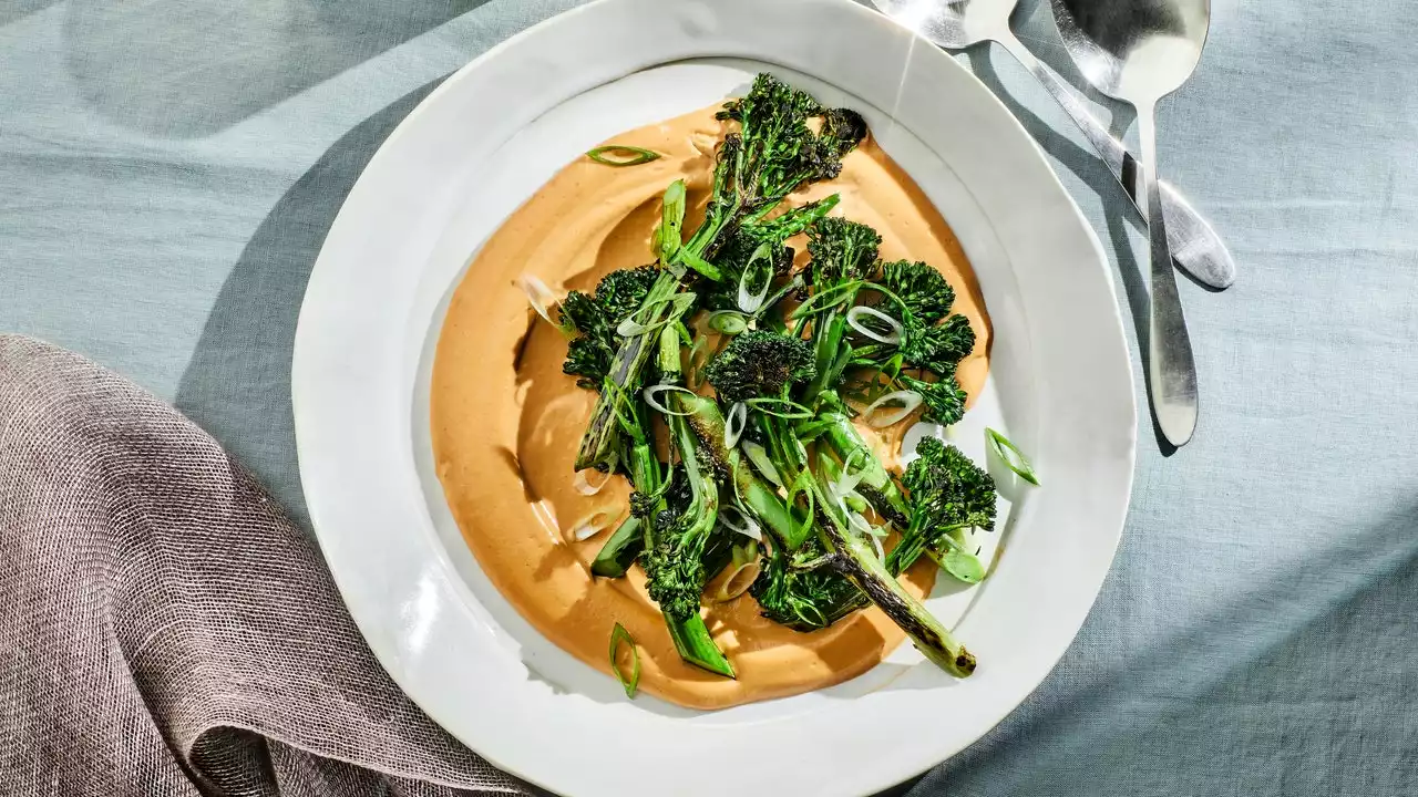 Whipped Cashew-Sambal Sauce With Broccolini