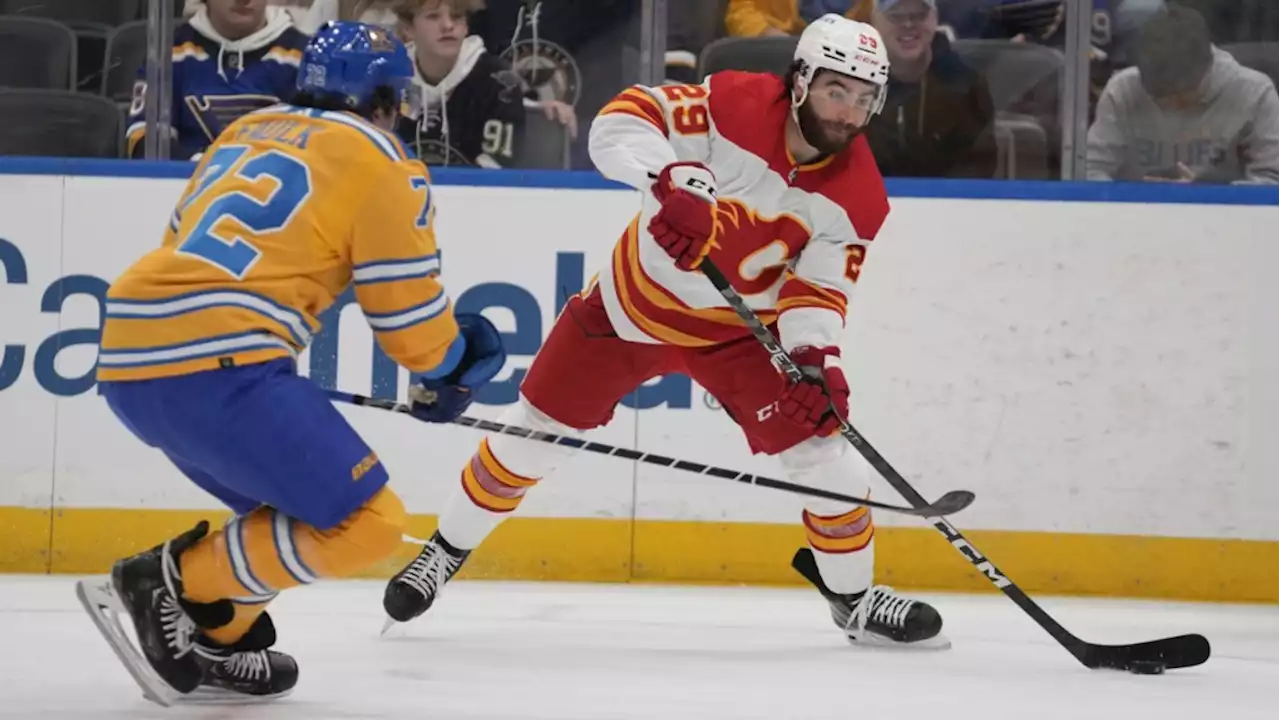 Dillon Dube scores twice, Calgary Flames rolls past St. Louis Blues 4-1