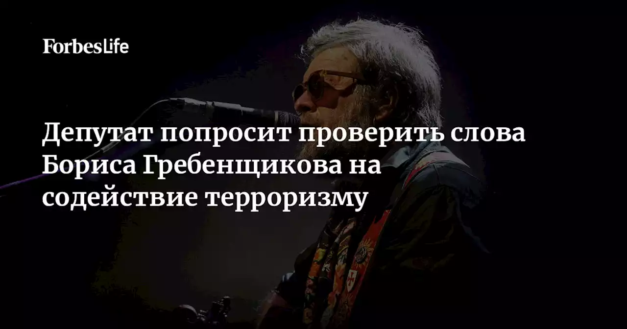 Депутат попросит проверить слова Бориса Гребенщикова на содействие терроризму