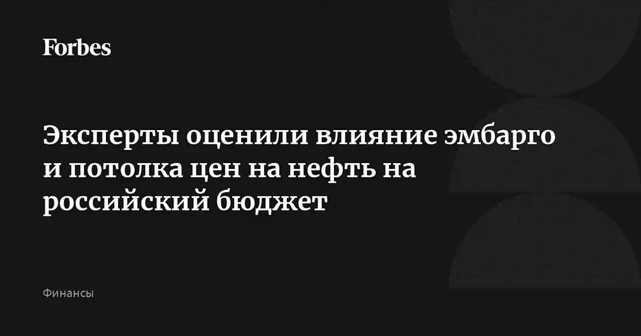 Эксперты оценили влияние эмбарго и потолка цен на нефть на российский бюджет