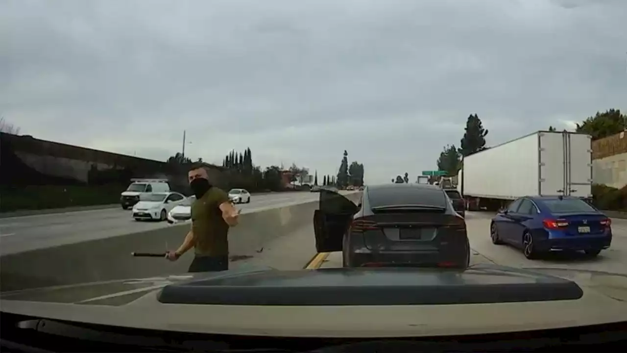 Tesla driver attacks another vehicle on California highway, video shows