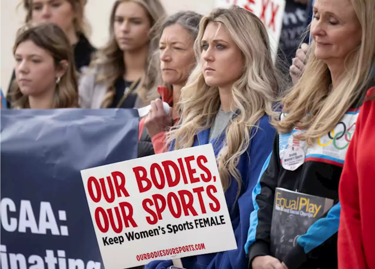 Demonstrators protest NCAA's transgender athlete inclusion