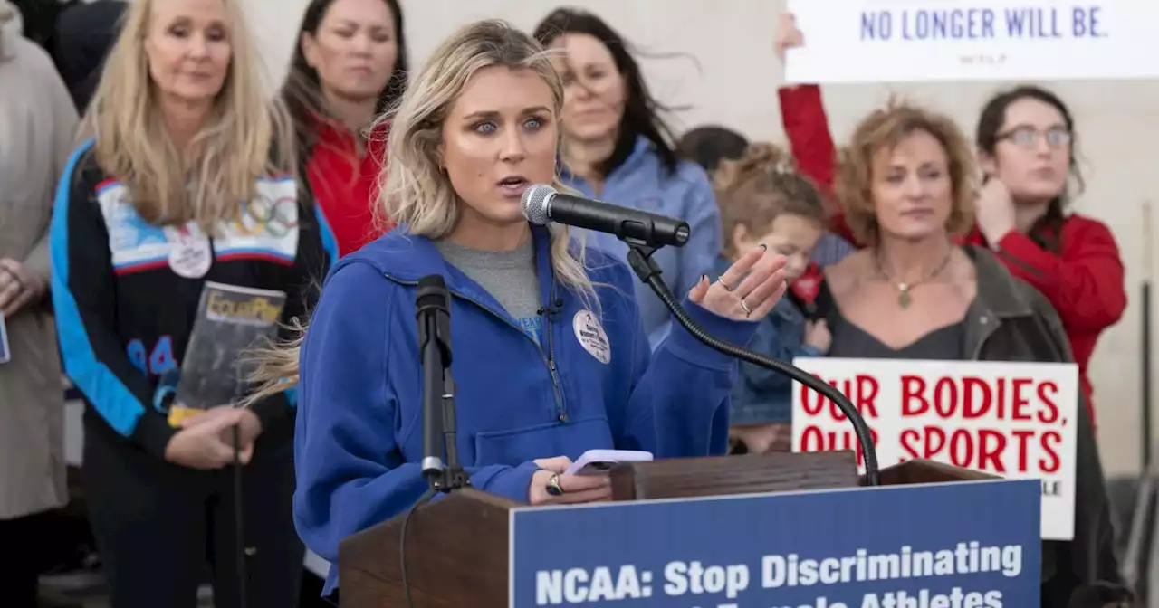 Demonstrators protest NCAA's transgender athlete inclusion