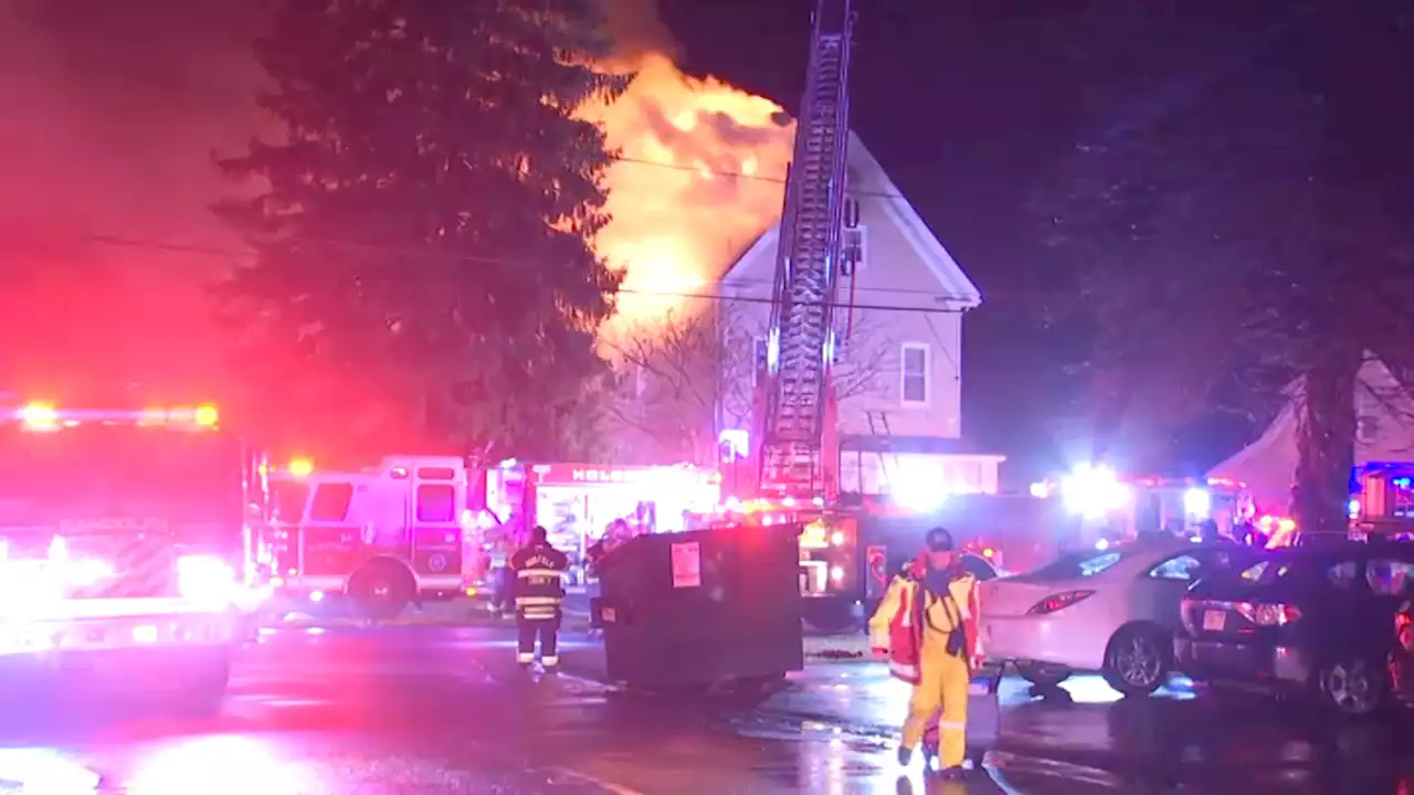 Massive Fire Tears Through Holbrook Home