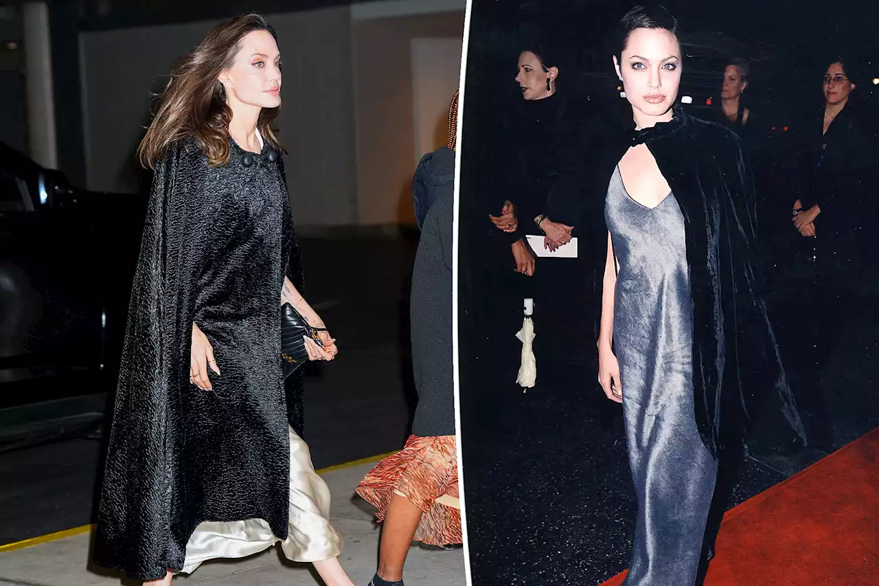 Angelina Jolie channels her ‘90s self in dramatic cape