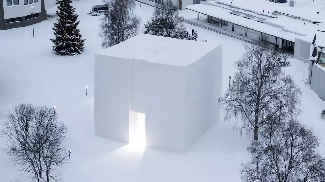 Inside the 40ft igloo being used as a car showroom