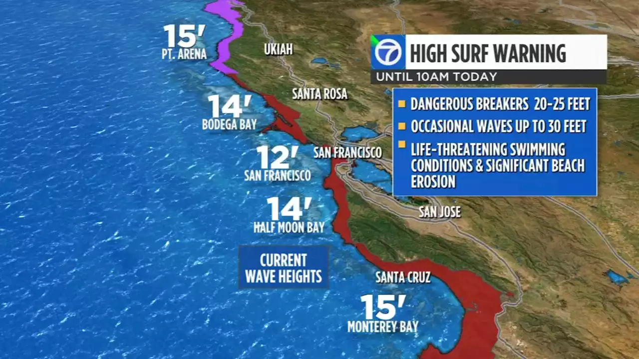 Bay Area storm live updates: High Surf Warning in effect for coastline until 10 a.m.