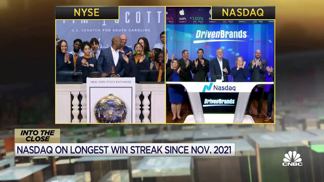 Dow closes 100 points higher, S&P 500 and Nasdaq notch best week since November