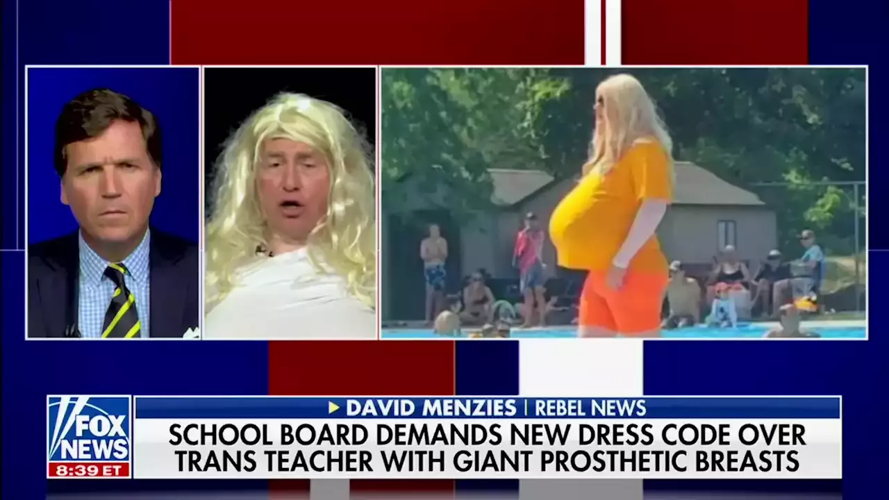 Tucker Carlson Guest Dresses As Trans Teacher With Giant Prosthetic Breasts To Ridicule Ontario 