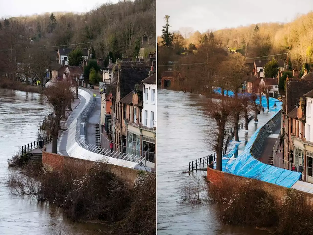 Then and now photos show river on the rise in Shropshire