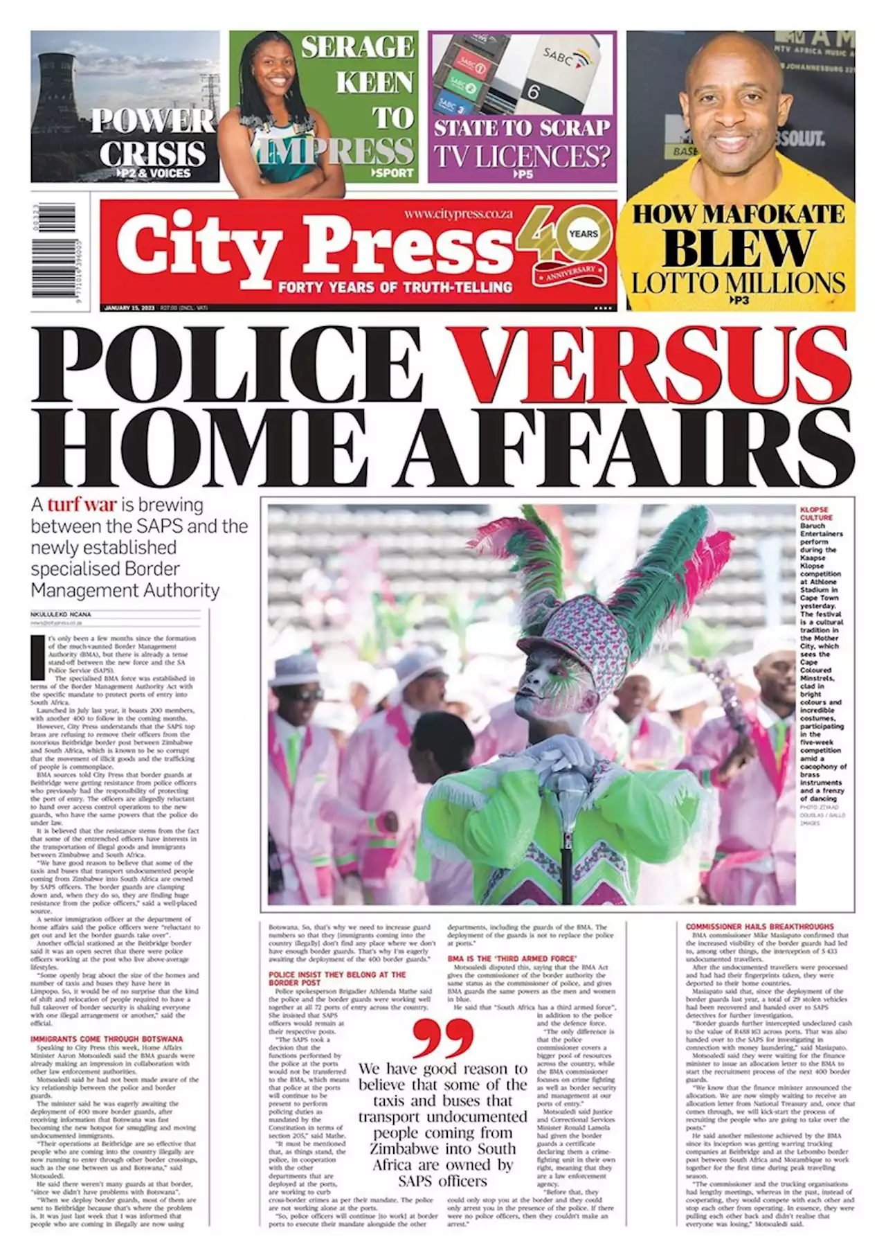 What’s in City Press: Police versus home affairs | ANC structures ordered to stop fighting | Grade 12 pupil expelled for having a silver tooth | City Press