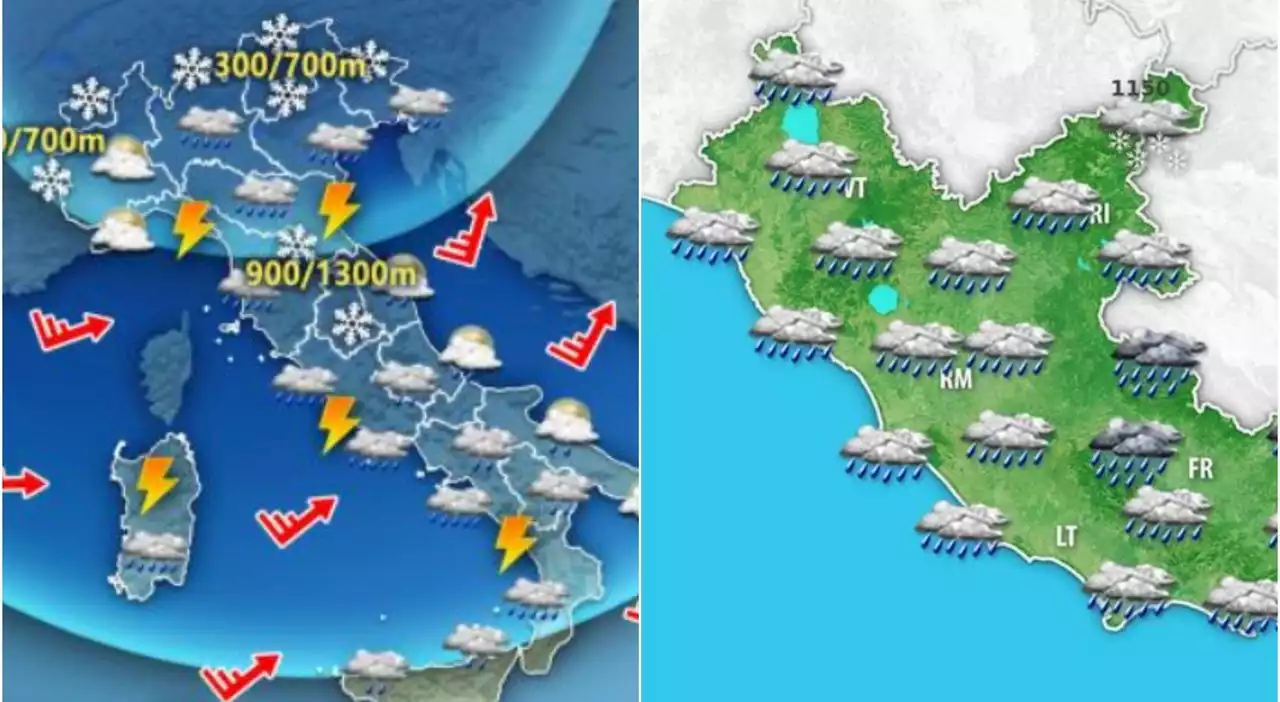 Maltempo Roma, le previsioni: in arrivo giorni di temporali e vento. Temperature giù (ma niente neve)